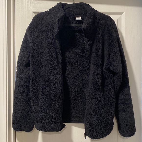 Victoria’s Secret PINK L Black Teddy Fleece Jacket - Picture 1 of 7